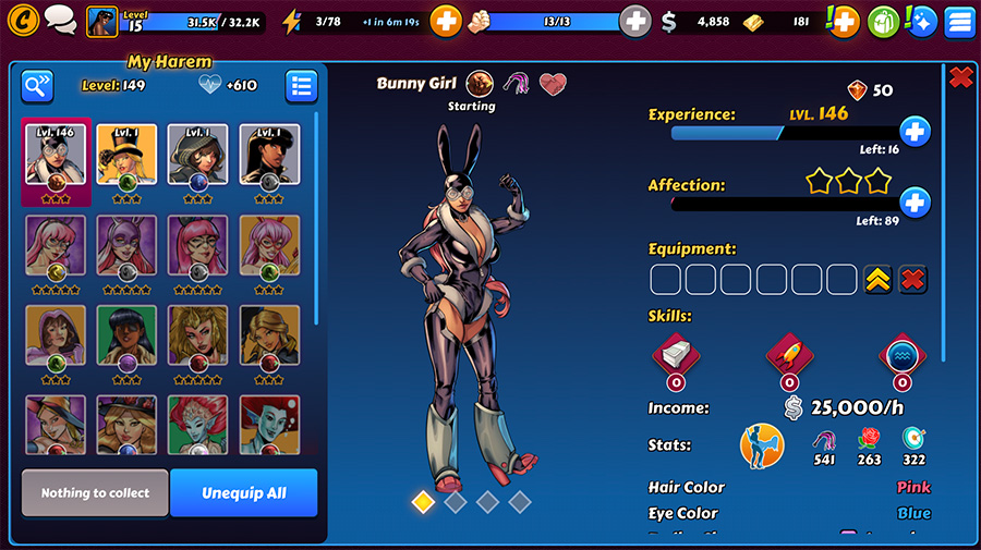 comic heroine harem
